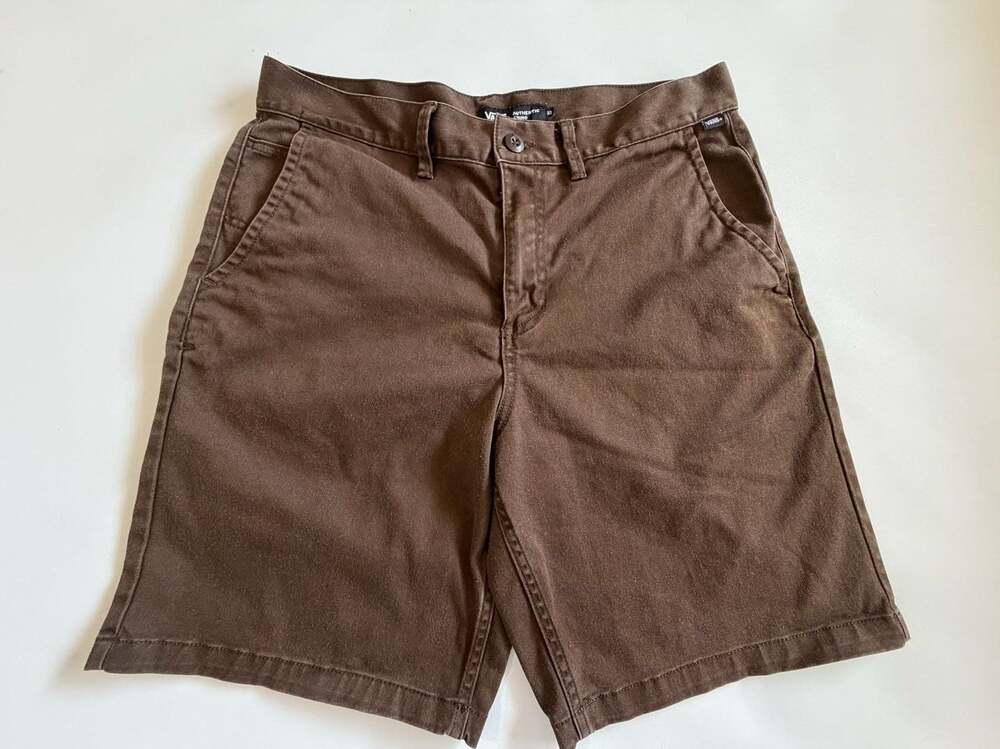 Vans Mens Brown Chino Bermuda Flat Front Casual Shorts Size 32 Waist
